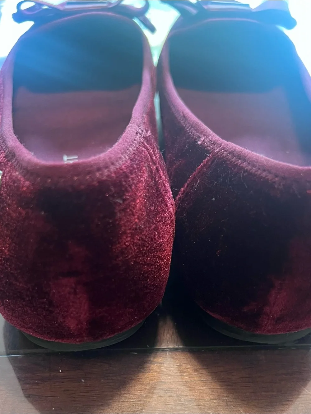 Anne Klein Sport Burgundy Velvet Bow Slip-On Flats